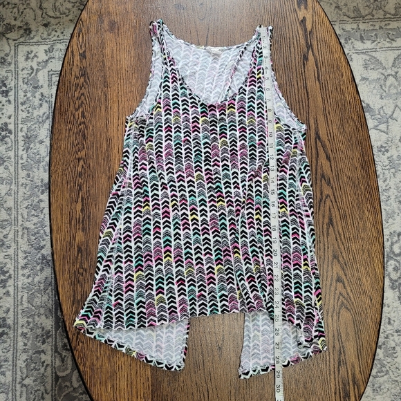 Bethany Mota Colorful Sleeveless Open Back Tank Top Hi-Low Size Women's Medium - Picture 7 of 8